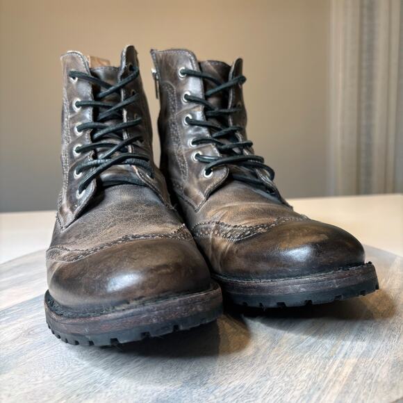 Freebird by Steven Bradford II Men’s 11 Wingtip Combat Boots Gray Leather - Picture 5 of 11